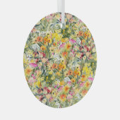 小さな花畑：明るい水色。 ガラスオーナメント (正面右)