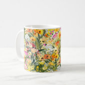 小さな花畑：明るい水色。 コーヒーマグカップ (正面左)