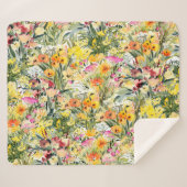 小さな花畑：明るい水色。 シェルパブランケット (正面(横))