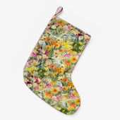 小さな花畑:明るい水色。 スモールクリスマスストッキング (正面 (吊り時))