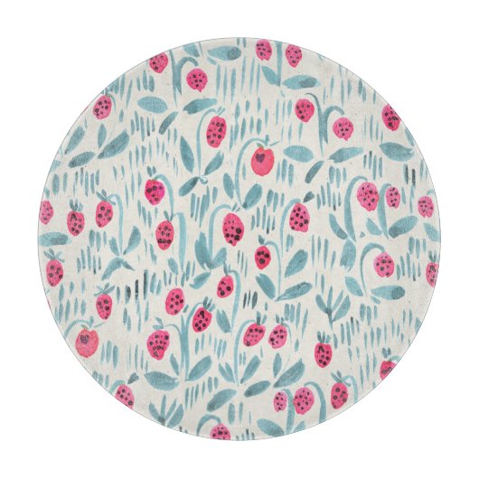 小さな花：水色シームレス カッティングボード (正面)