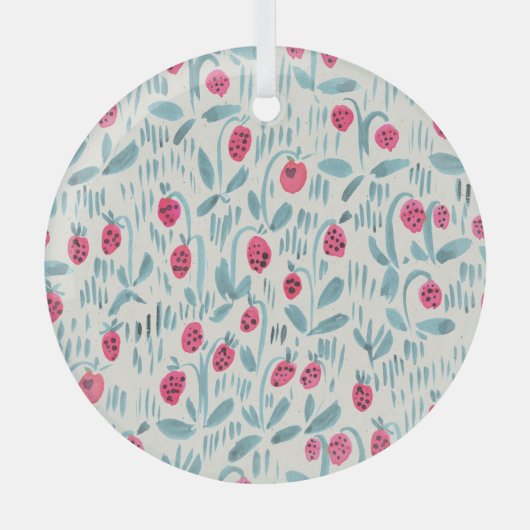 小さな花：水色シームレス ガラスオーナメント (正面)