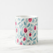 小さな花：水色シームレス コーヒーマグカップ (中央)