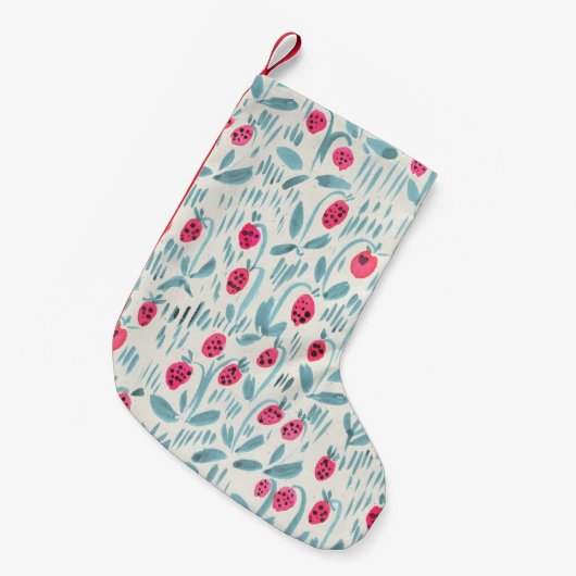 小さな花:水色シームレス スモールクリスマスストッキング (正面 (吊り時))