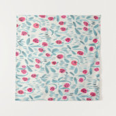 小さな花：水色シームレス タペストリー (正面(横))