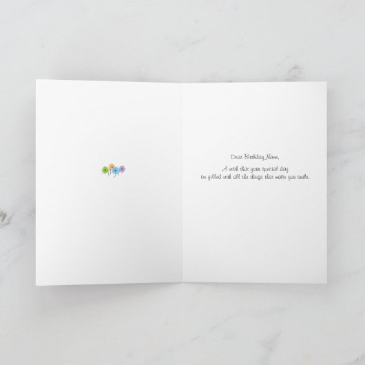 小さな花Any Age誕生日 カード (内部)