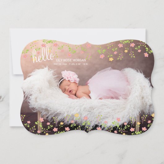 小さな花PkとYel写真誕生のお知らせ 案内状 (正面)