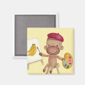 小さな芸術家が靴下の猿の磁石を取り付ける マグネット (正面/裏面)