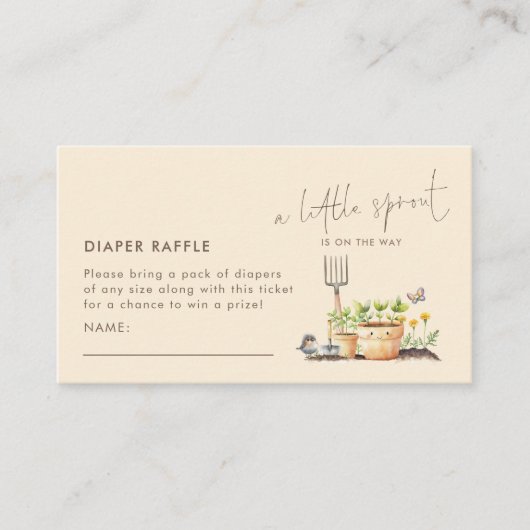 小さな芽おむつラッフルベビーシャワーエンクロ エンクロージャーカード (正面)