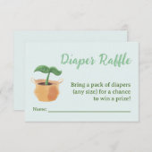 小さな芽おむつラッフルベビーシャワーカード 招待状 (正面/裏面)