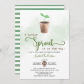 小さな芽がガーデニング赤ちゃんシャワーの途中にある 招待状 (正面/裏面)