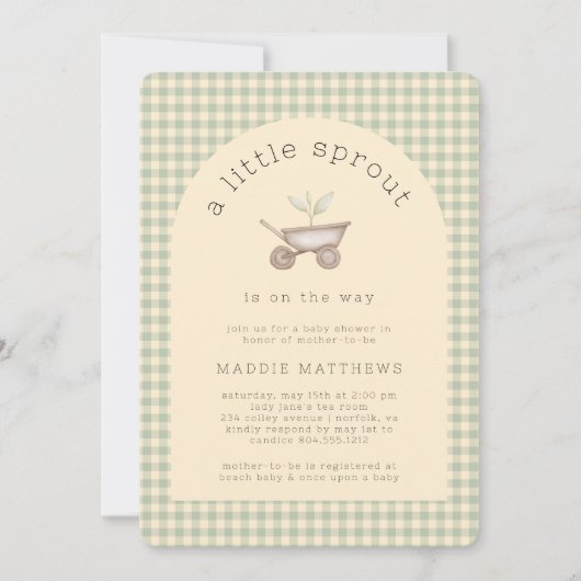 小さな芽が赤ちゃんのシャワーを途中にある 招待状 (正面)