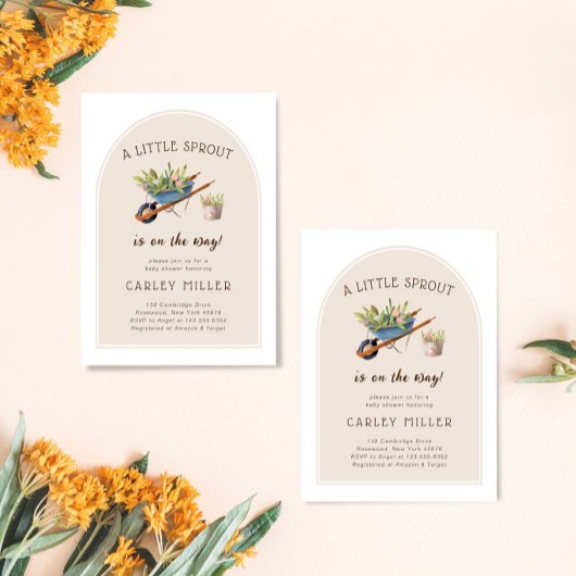 小さな芽が赤ちゃんのシャワーを途中にある 招待状
