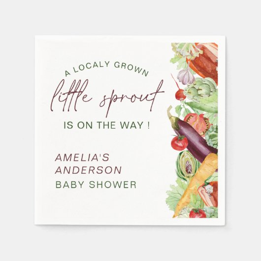 小さな芽が赤ちゃんシャワーを浴びる途中にある スタンダードカクテルナプキン (正面)