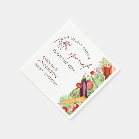 小さな芽が赤ちゃんシャワーを浴びる途中にある スタンダードカクテルナプキン (角)