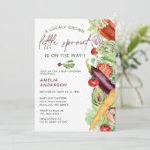 小さな芽が途中で水の色の赤ちゃんシャワー 招待状 (スタンド正面)