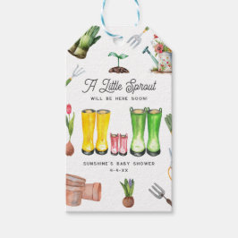 小さな芽のガーデニング赤ちゃんシャワーピンクのブーツ ギフトタグ