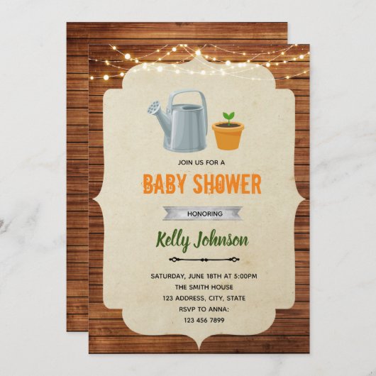 小さな芽のシャワー招待状 招待状 (正面/裏面)