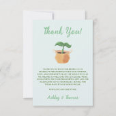 小さな芽の出た庭の植物の中性の赤ちゃんシャワー サンキューカード (正面)