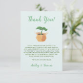 小さな芽の出た庭の植物の中性の赤ちゃんシャワー サンキューカード (スタンド正面)