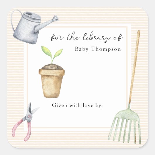 小さな芽の図書館のために スクエアシール (正面)