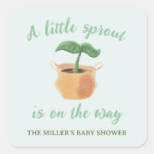 小さな芽の庭の植物の恋人の赤ちゃんシャワー スクエアシール (正面)