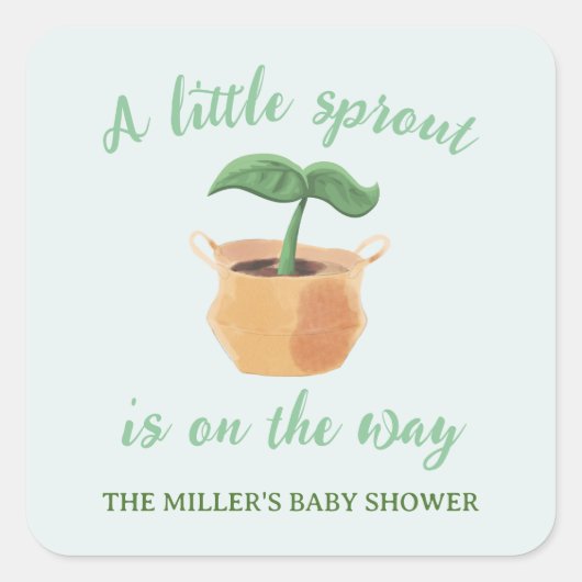 小さな芽の庭の植物の恋人の赤ちゃんシャワー スクエアシール (正面)