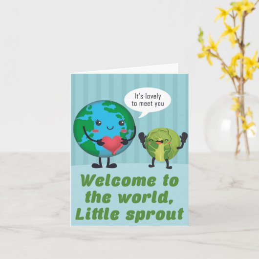 小さな芽の心を持つ赤ちゃんシャワーのグリーティングカード カード (黄色い花)