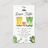 小さな芽の赤いガーデニングブーツおむつラッフル エンクロージャーカード (正面)