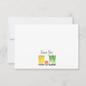 小さな芽の赤い雨靴ガーデニング サンキューカード (正面)