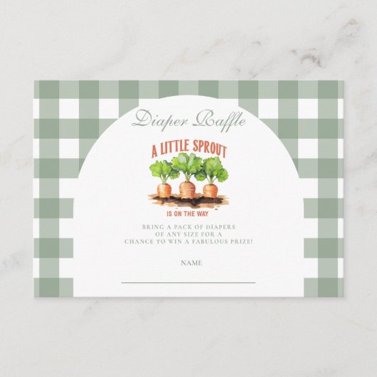 小さな芽の赤ちゃんシャワーおむつラッフル エンクロージャーカード (正面)