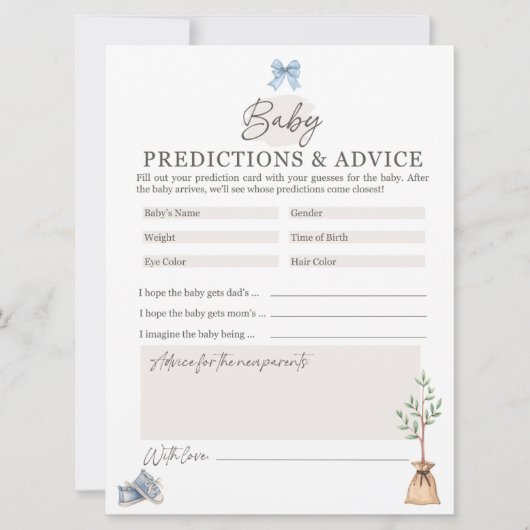 小さな芽の赤ちゃんシャワーゲーム シーズンカード (正面)