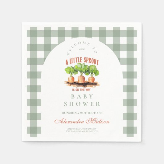 小さな芽の赤ちゃんシャワー スタンダードカクテルナプキン (正面)