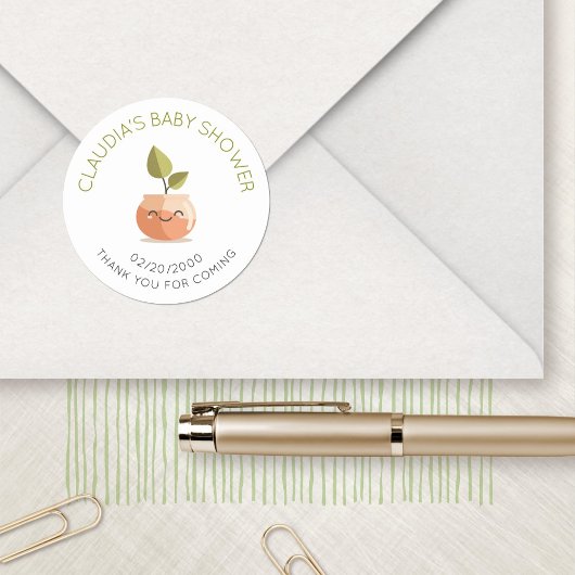小さな芽の赤ちゃんシャワー ラウンドシール