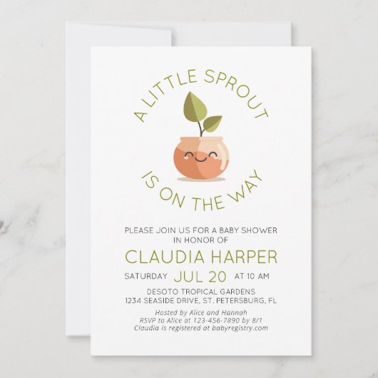 小さな芽の赤ちゃんシャワー 招待状 (正面)