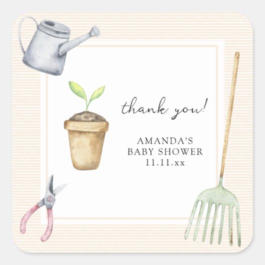 小さな芽の赤ん感謝していだシャワー スクエアシール (正面)