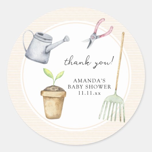 小さな芽の赤ん感謝していだシャワー ラウンドシール (正面)