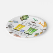 小さな芽の青いレインブーツガーデン赤ちゃんシャワー ペーパープレート (アングル)