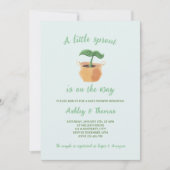 小さな芽を出した園芸植物の赤ちゃんシャワー 招待状 (正面)