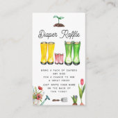 小さな芽ピンクのガーデニングブーツおむつラッフル エンクロージャーカード (正面)