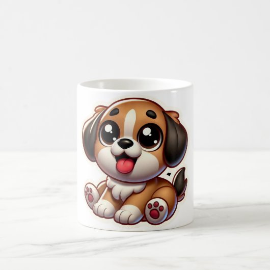 小さな茶色のかわいい子犬 コーヒーマグカップ (中央)