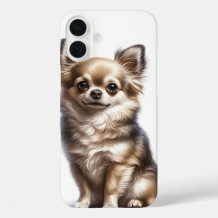 小さな茶色の長い髪のチワフアパピードッグ iPhone 16 PLUSケース