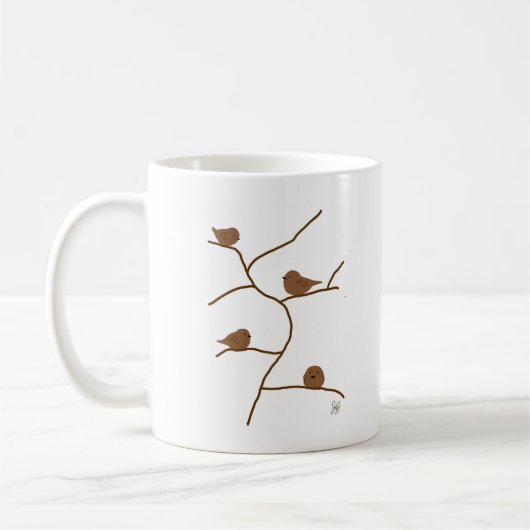 小さな茶色の鳥。茶色の小鳥達 コーヒーマグカップ (左)