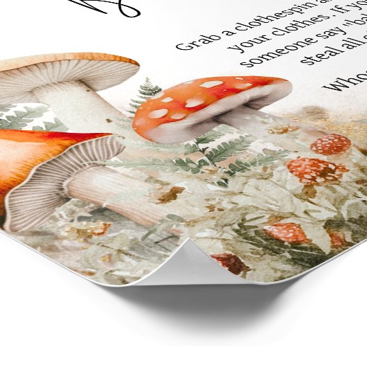 小さな菌類の魅惑キノコはベビーを言わない ポスター (角)