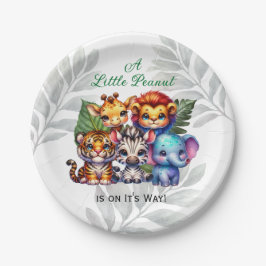 小さな落花生が道を進んでいる |赤ちゃんシャワー ペーパープレート