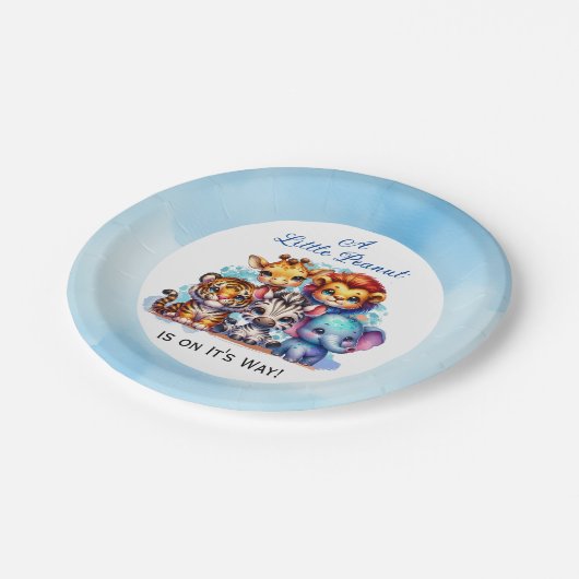 小さな落花生が道を進んでいる |赤ちゃんシャワー ペーパープレート (アングル)