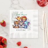 小さな落花生が道を進んでいる |赤ちゃんシャワー 縁ありランチョンナプキン (インサイチュ)