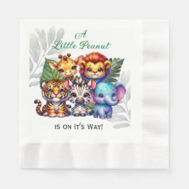 小さな落花生が道を進んでいる |赤ちゃんシャワー 縁ありランチョンナプキン