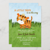 小さな虎が道を進んでいる | 赤ちゃんシャワー 招待状 (正面/裏面)