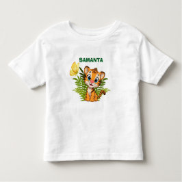 小さな虎と蝶の幼児用Tシャツをパーソナライズしよう トドラーTシャツ